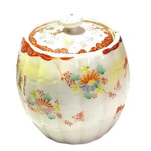 Antique Chinese Porcelain Lidded Tea Caddy Late period Qing Dynasty